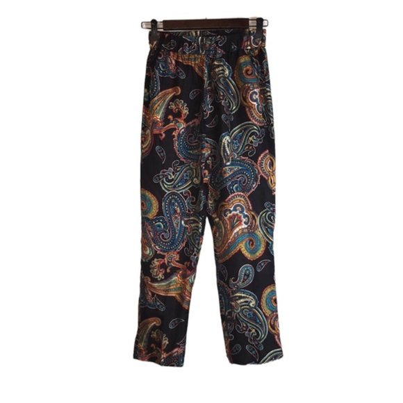 J CREW Silk Twill Bold Paisley Pull On Cropped Pants - Size 0 - Picture 5 of 10
